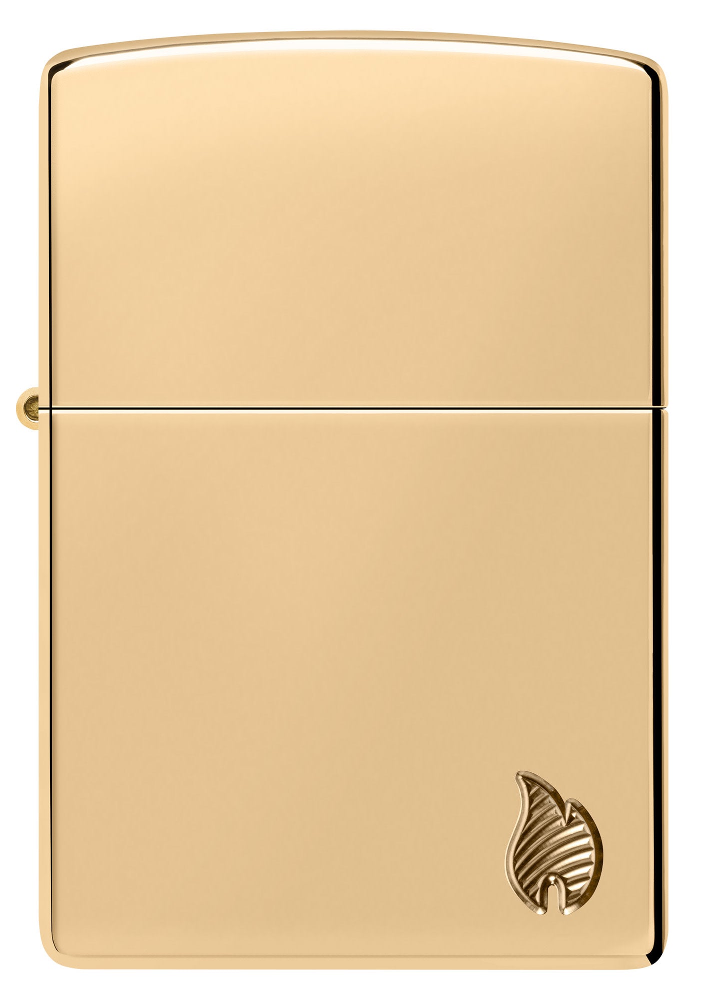 Front view of Zippo Armor® Series Flame High Polish Brass Windproof Lighter.