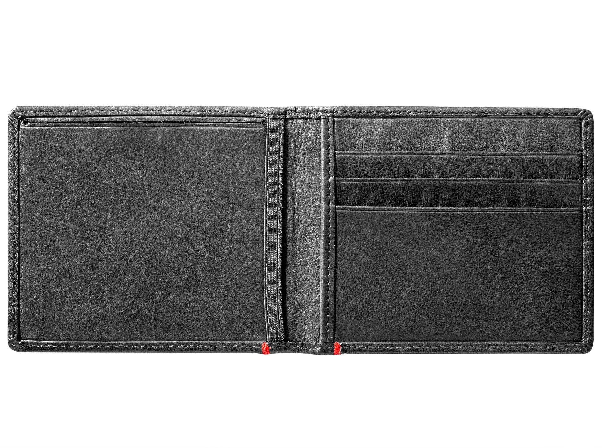 Black Leather Wallet With Cross Wings Metal Plate design minimalist back empty