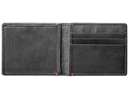 Black Leather Wallet With Viking Metal Plate design minimalist back full