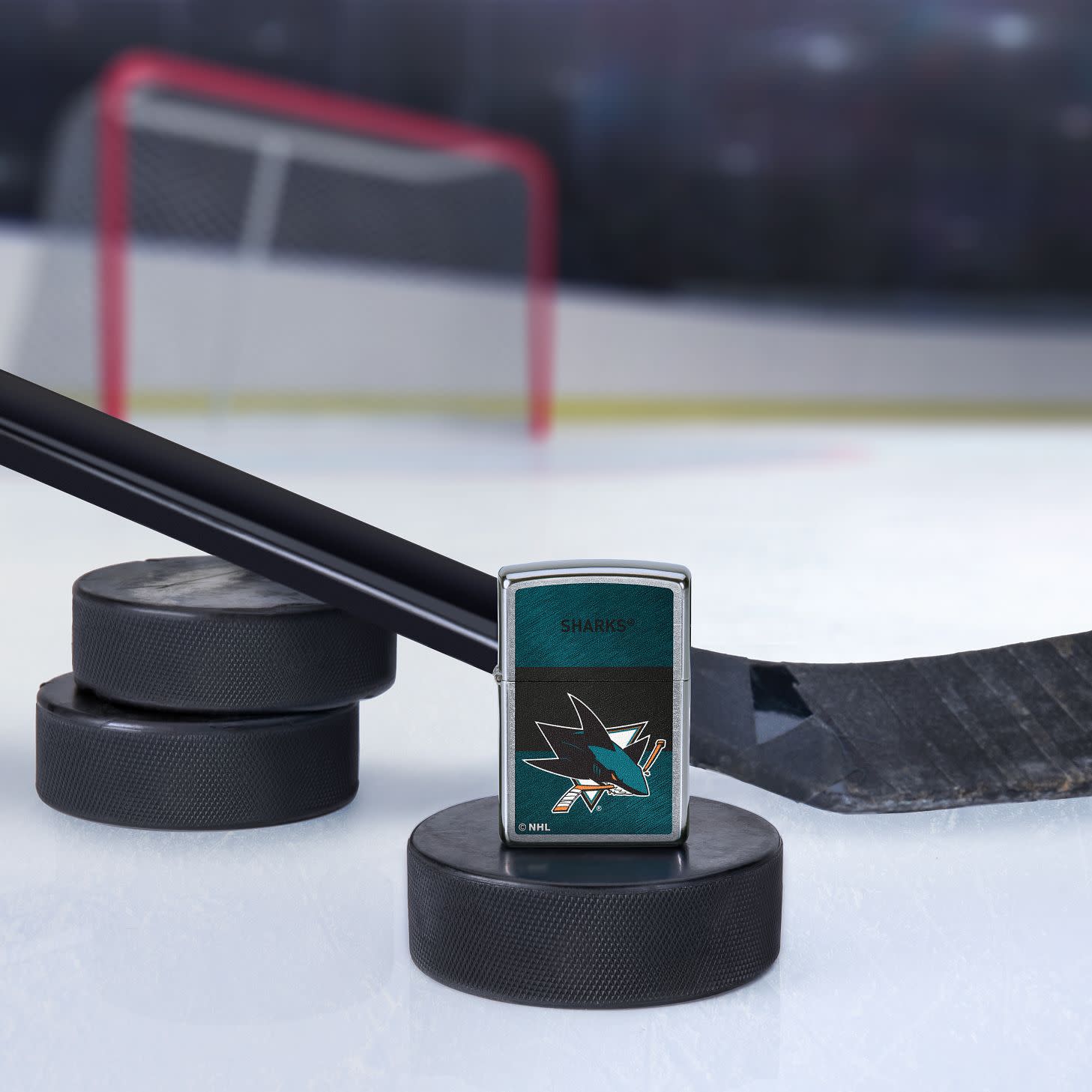 San Jose Sharks® Icon Design Street Chrome Windproof Lighter