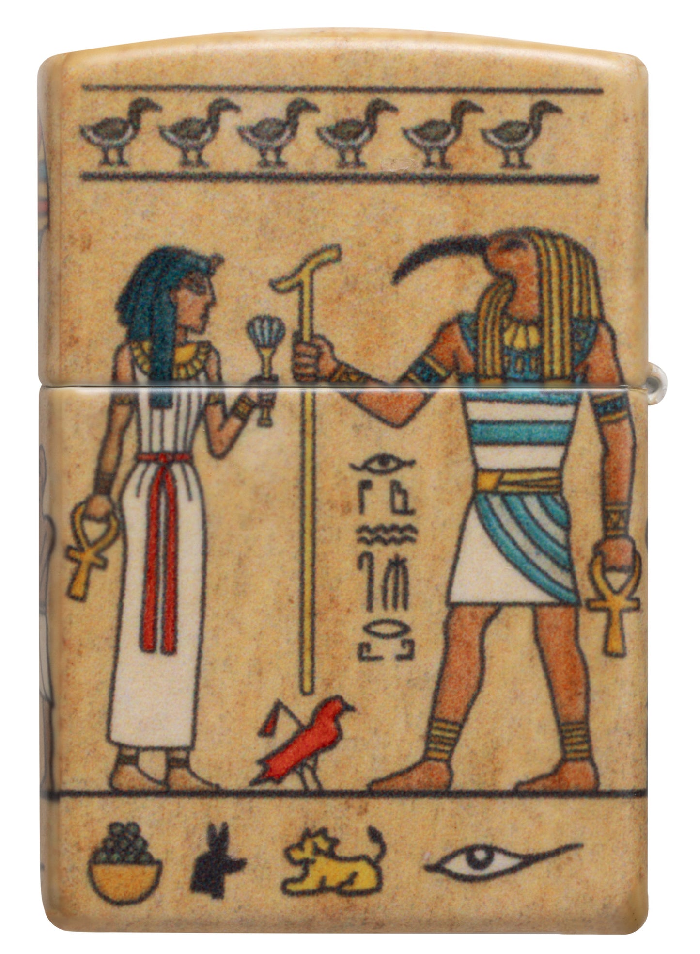 Back view of Zippo Ancient Glyphs Design White 540 Matte Windproof Lighter.


