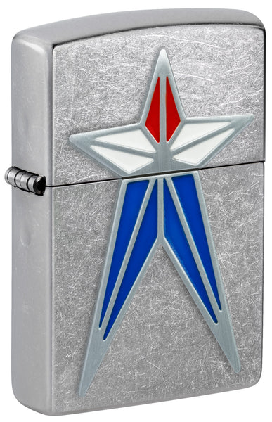 Zippo Red White and Blue Star Street Chrome Windproof Lighter 