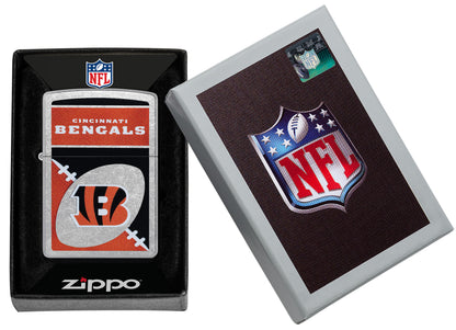 Zippo NFL Cincinnati Bengals Street Chrome Windproof Lighter in its packaging.