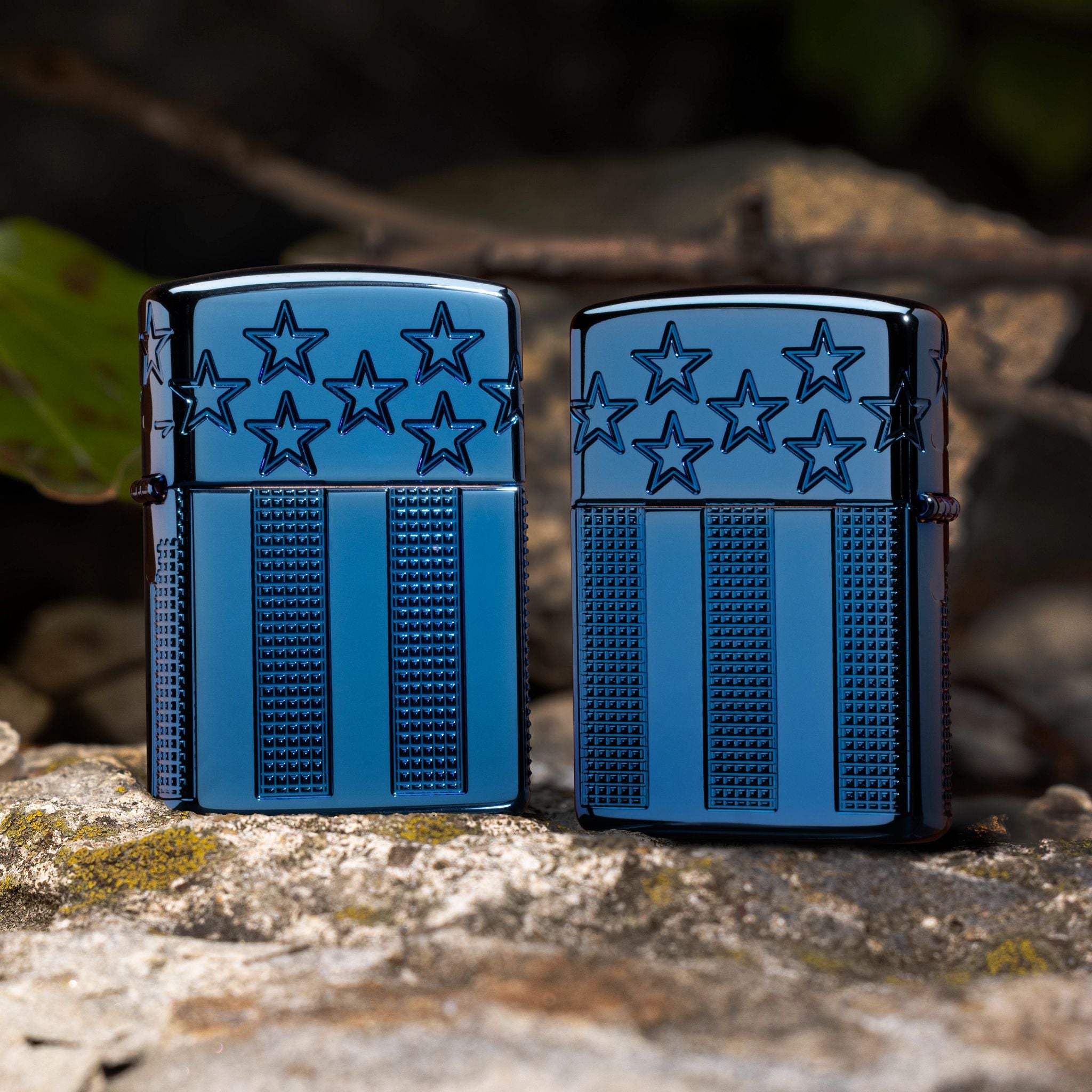 Zippo Stars and Stripes Design Armor® High Polish Blue Windproof