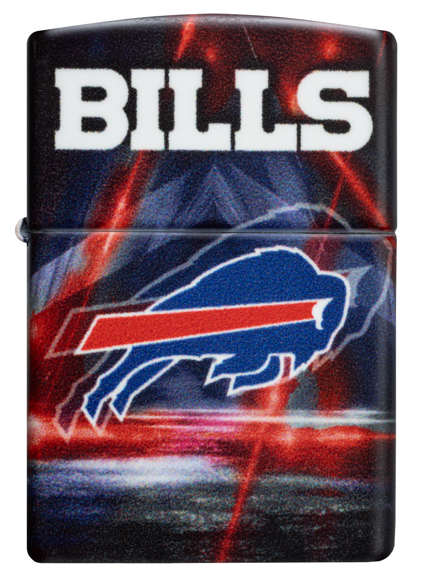 Front view of Zippo NFL Buffalo Bills 540 Matte Windproof Lighter.