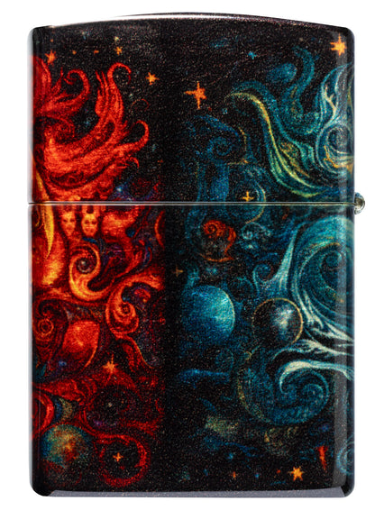 Back view of Zippo Sun and Moon Design 540 Tumbled Brass Windproof Lighter.