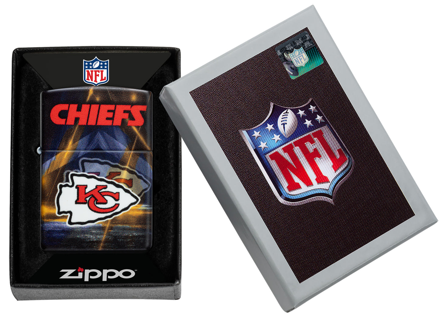 Zippo NFL Kansas City Chiefs 540 Matte Windproof Lighter in its packaging.