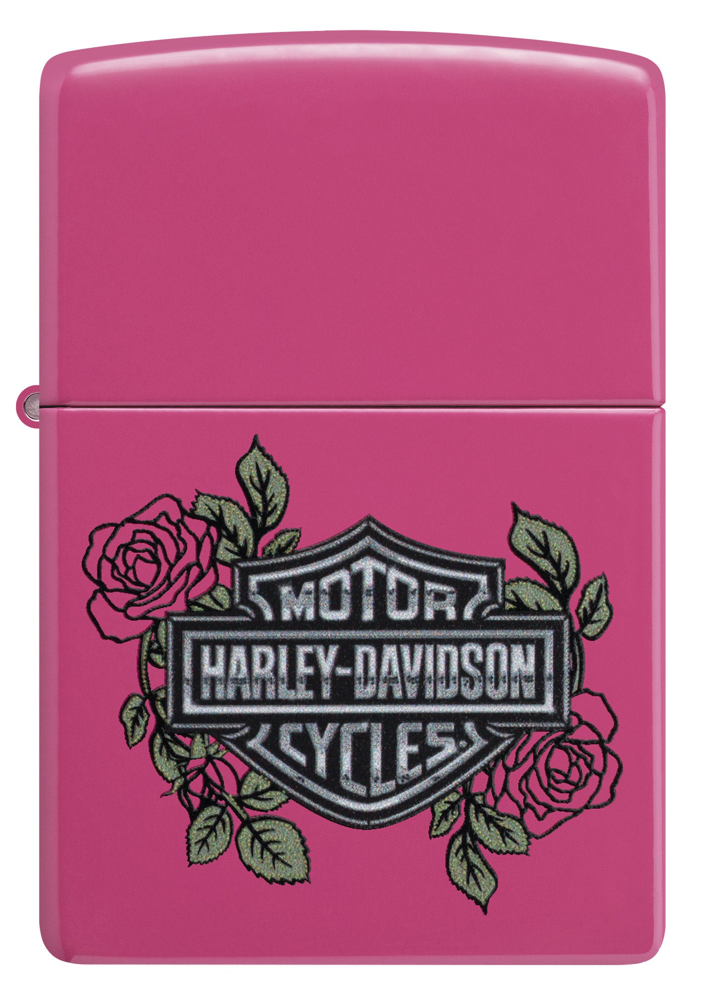 Front view of Zippo Harley-Davidson® Roses Frequency Windproof Lighter.