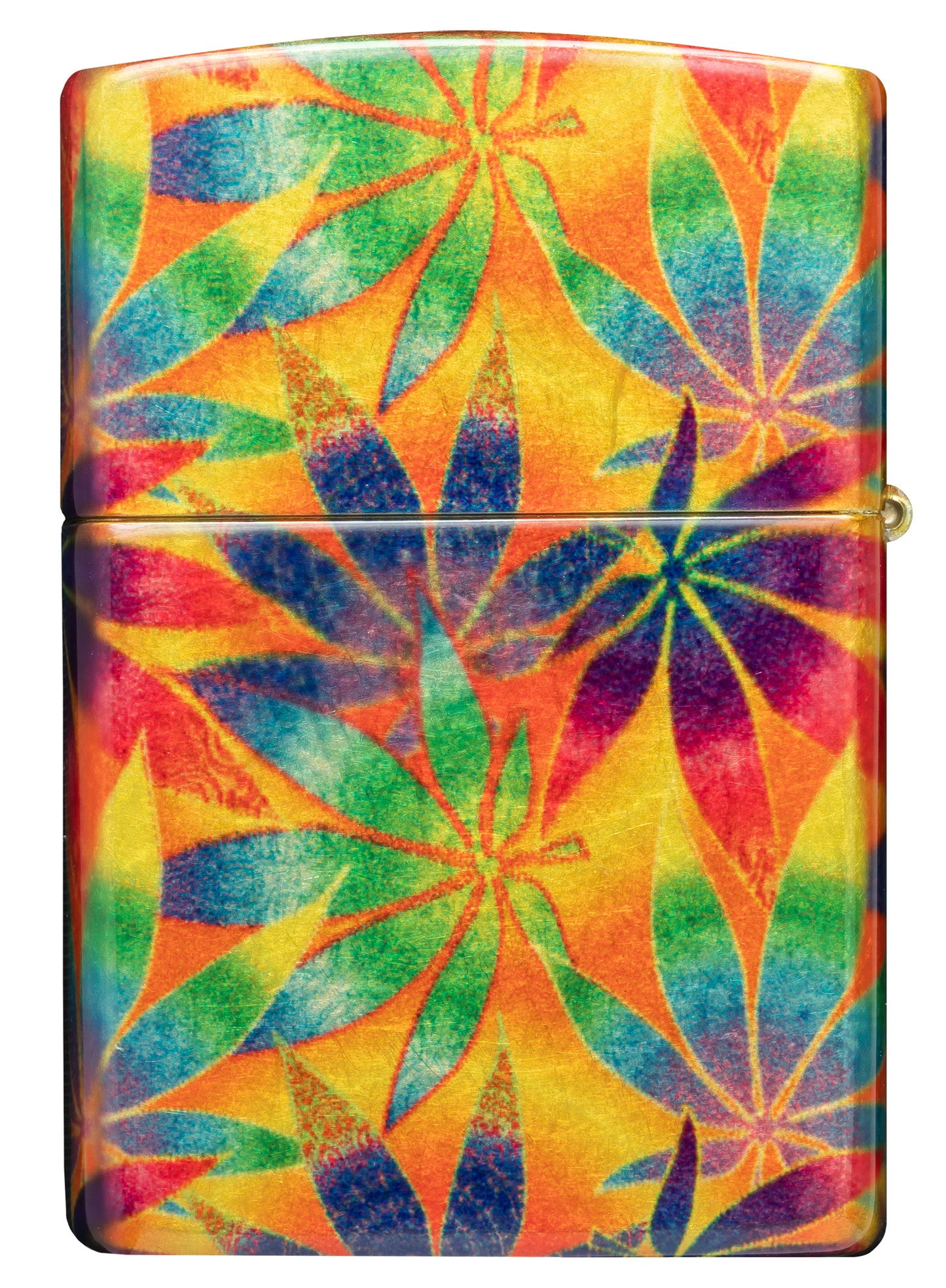 Back view of Zippo Cannabis Design 540 Tumbled Brass Windproof Lighter.