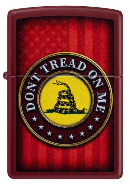 Front view of Zippo Dont Tread on Me® Merlot Windproof Lighter.