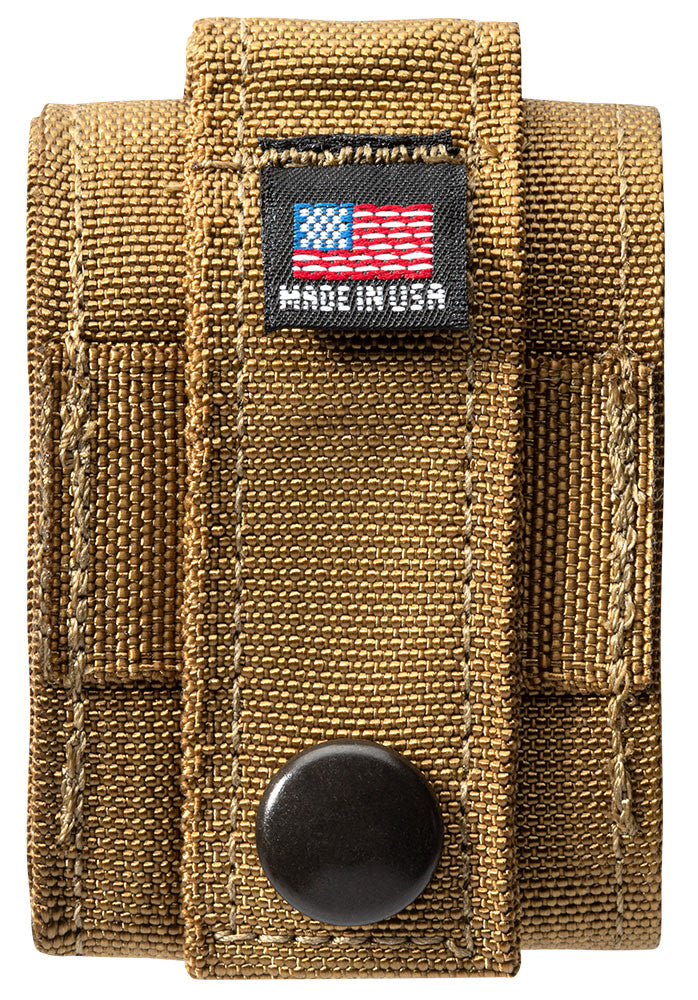 Back of Coyote Tactical Pouch with "Made in USA" tag