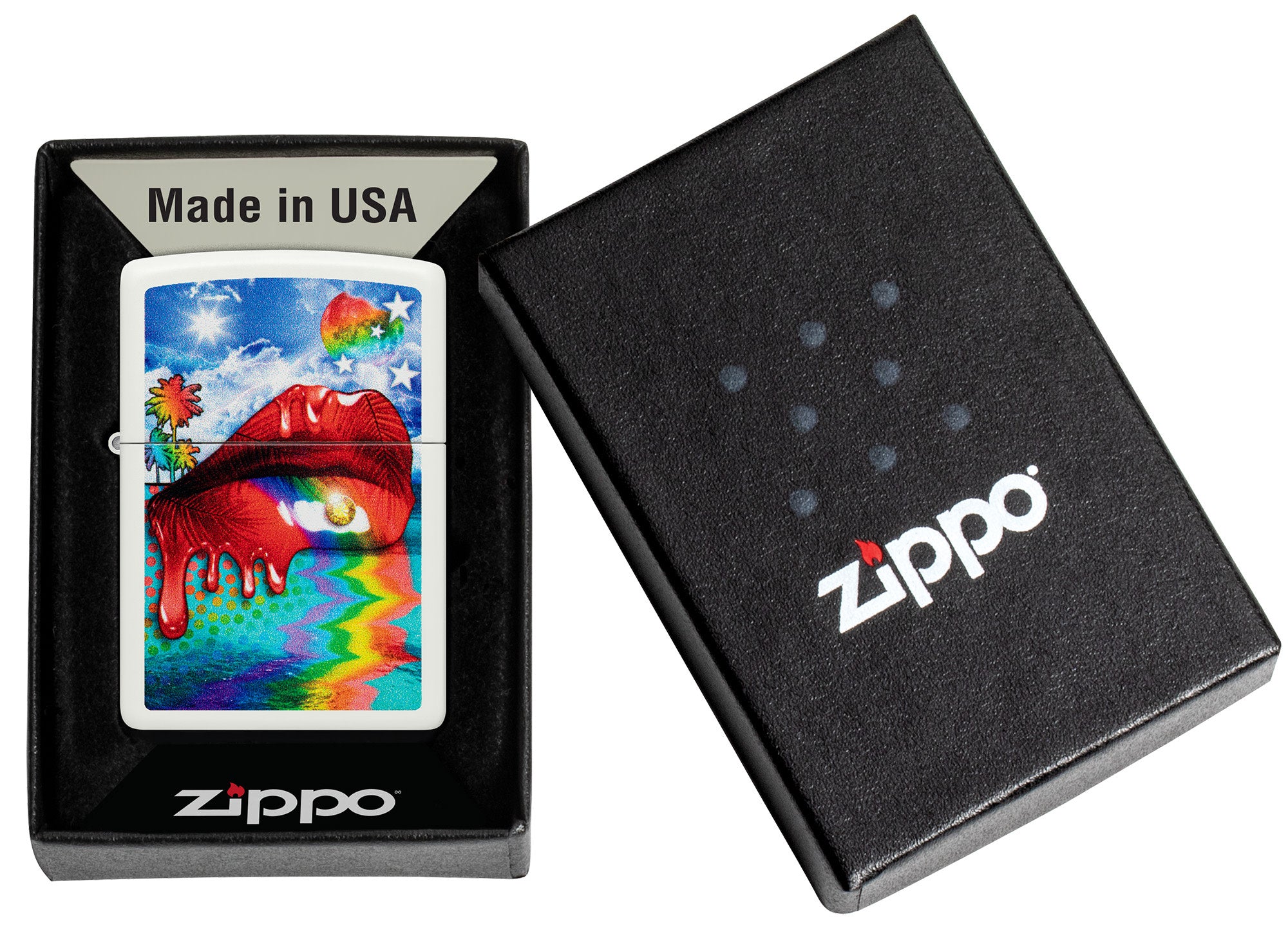 Zippo Gleaming Lips Design White Matte Windproof Lighter – Zippo USA