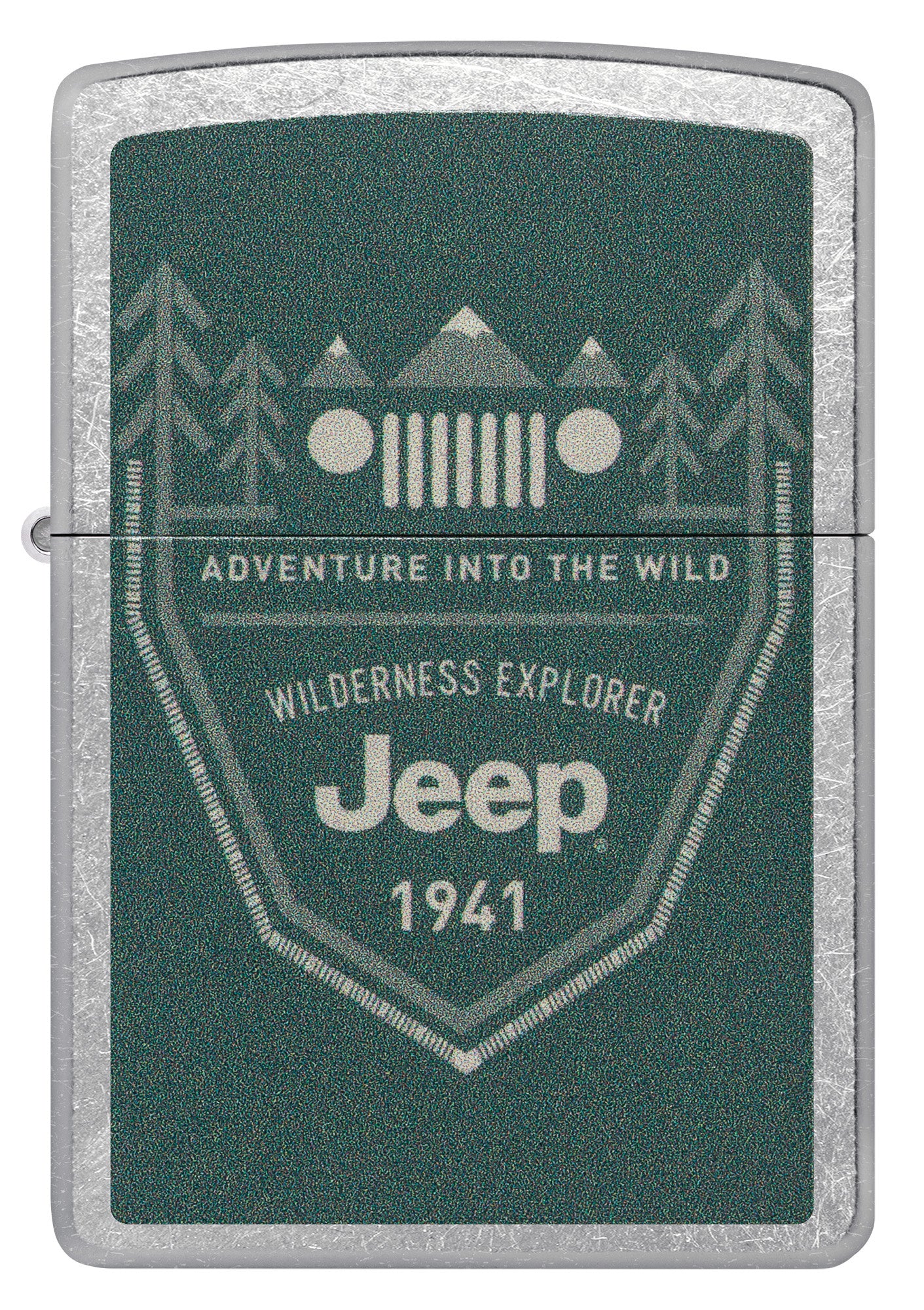 Front shot of Zippo Jeep Street Chrome Windproof Lighter.