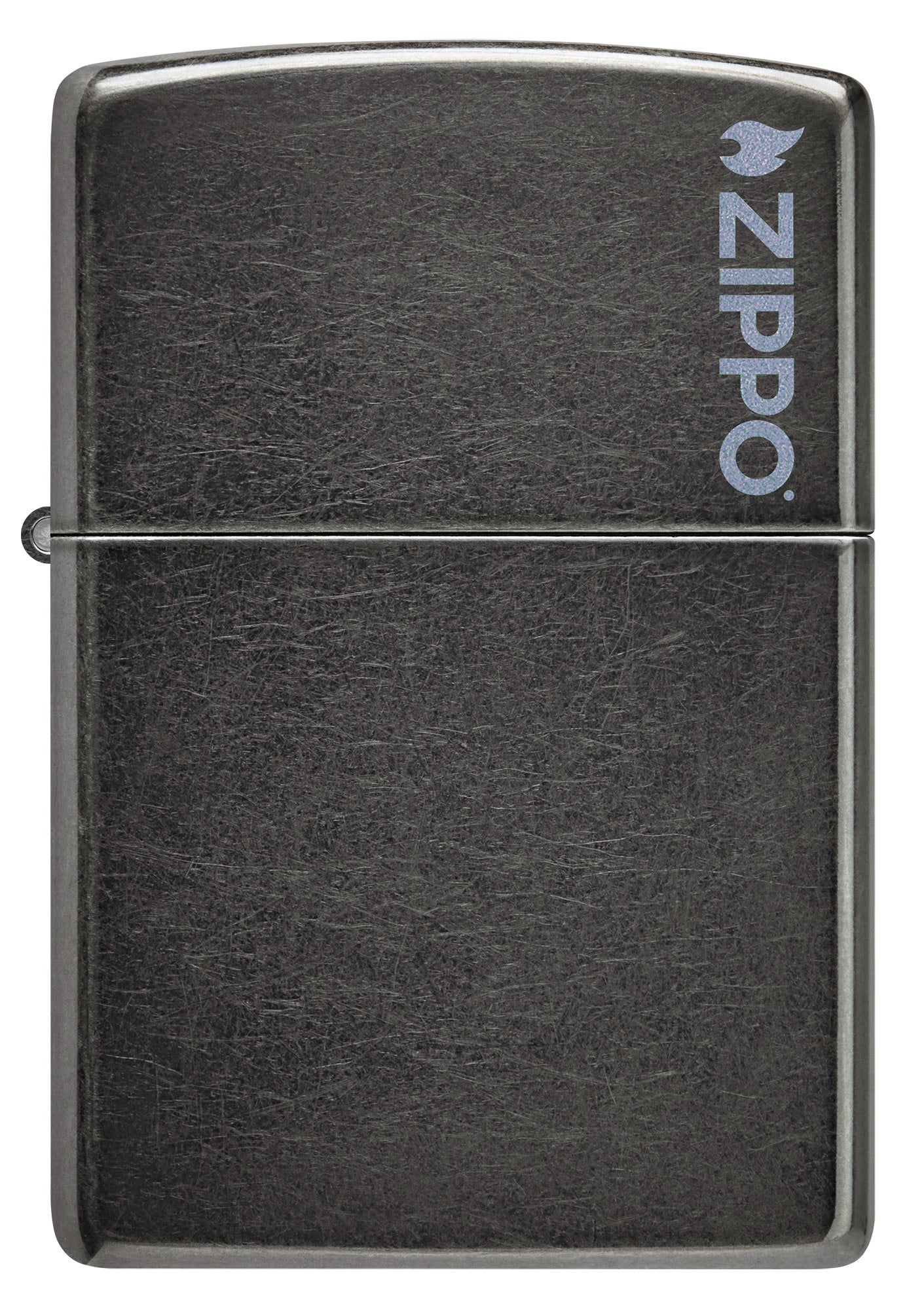 Front view of Zippo Classic Grey Zippo Logo Windproof Lighter.