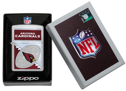 Zippo NFL Arizona Cardinals Street Chrome Windproof Lighter in its packaging.