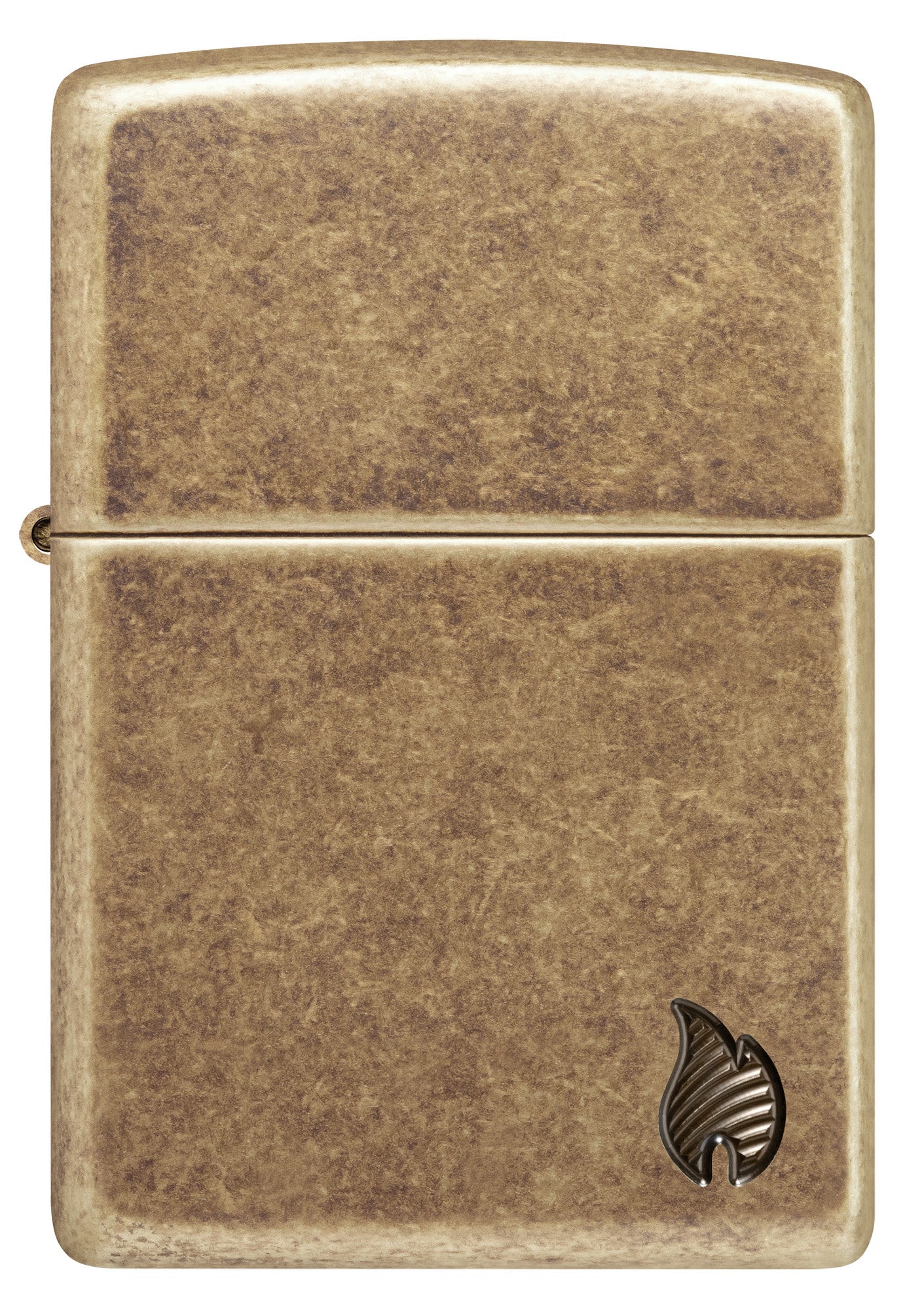 Front view of Zippo Armor® Series Flame Antique Brass Windproof Lighter.