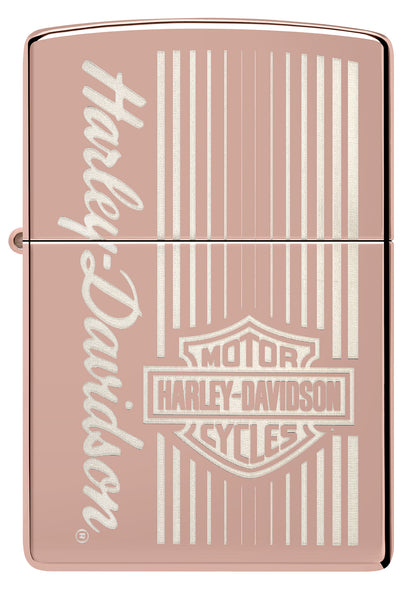 Front view of Zippo Harley-Davidson® High Polish Rose Gold Windproof Lighter.