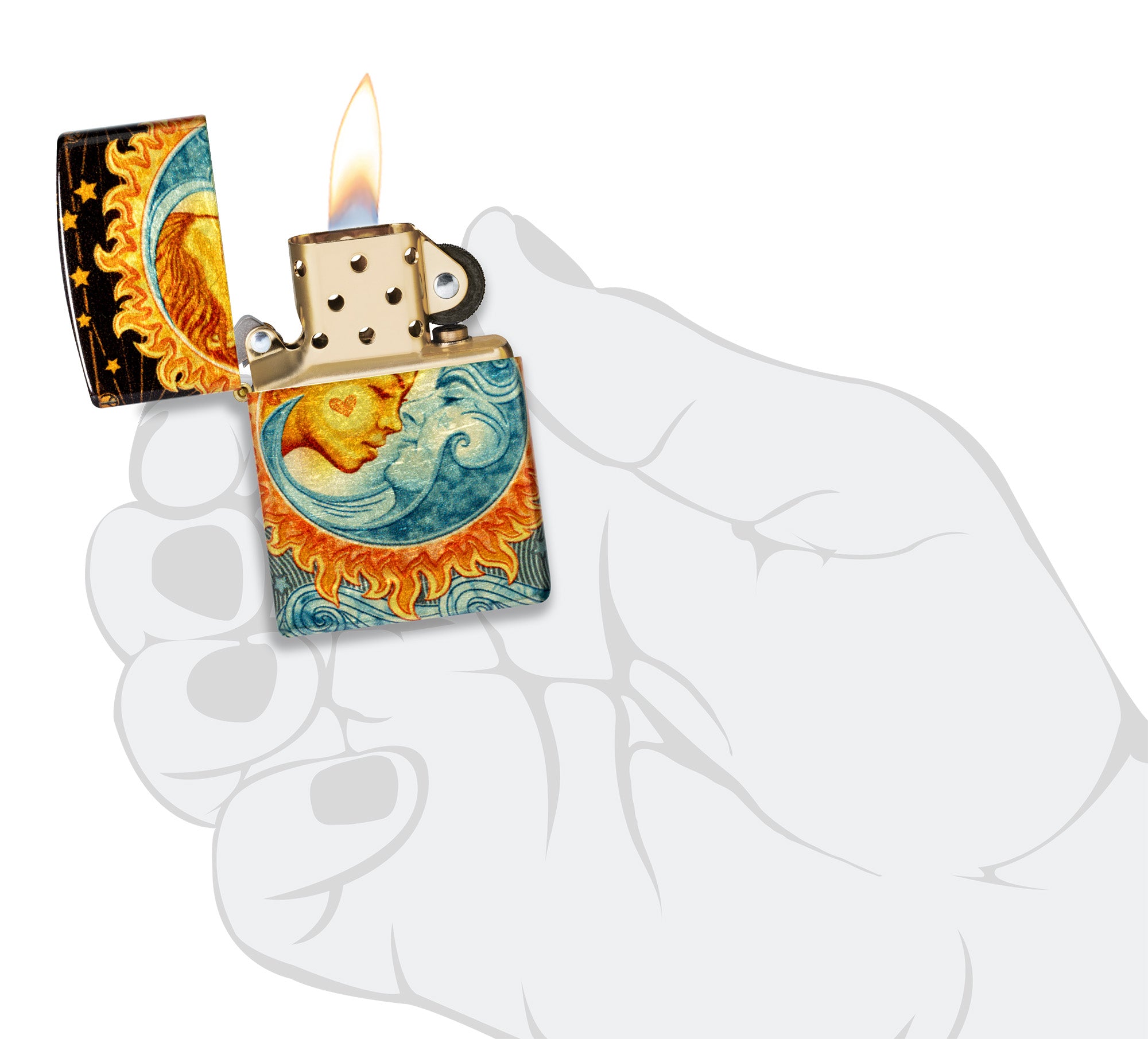 Zippo Star-Crossed Lovers Design 540 Tumbled Brass Windproof