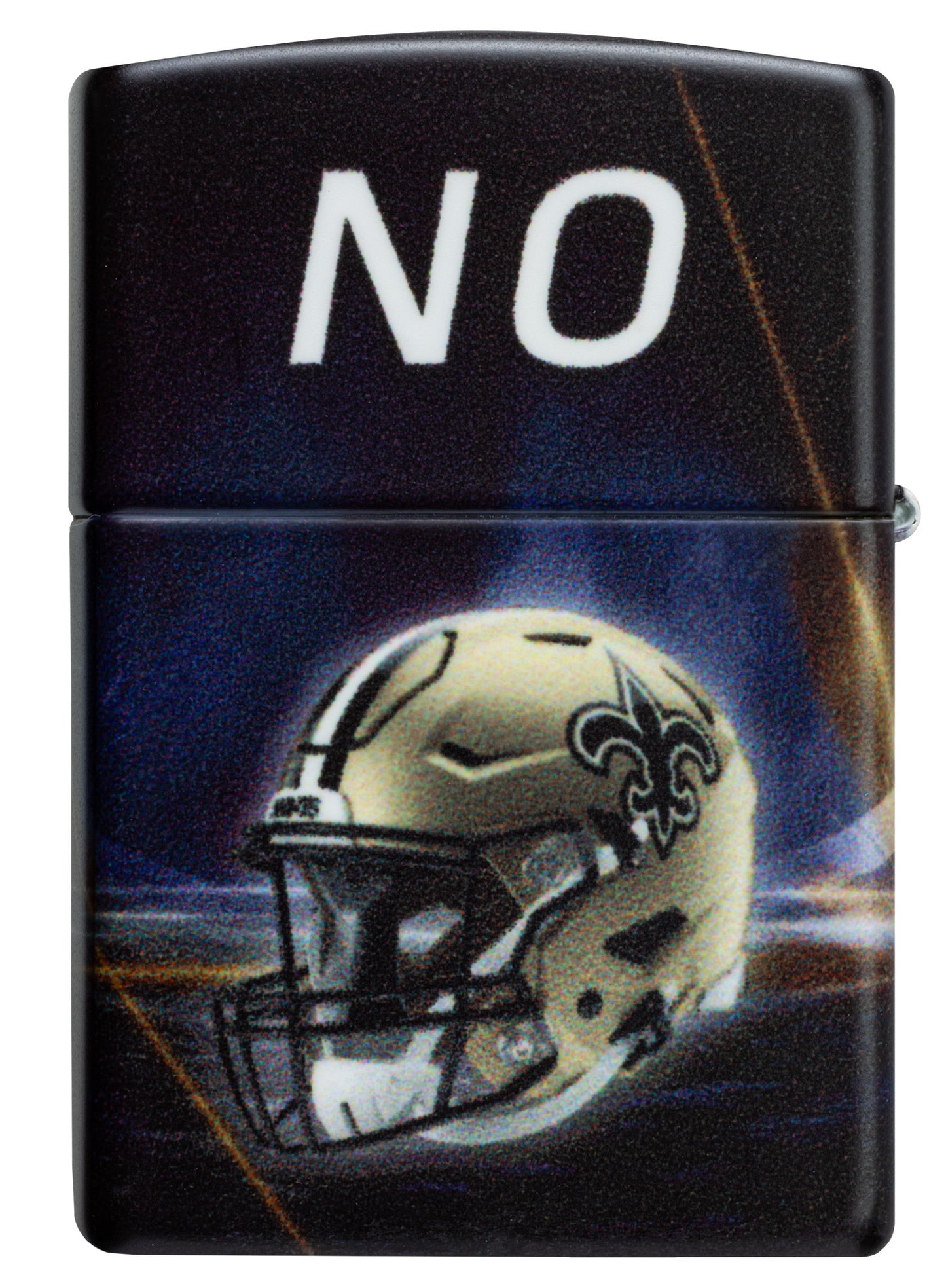 Back view of Zippo NFL New Orleans Saints 540 Matte Windproof Lighter.