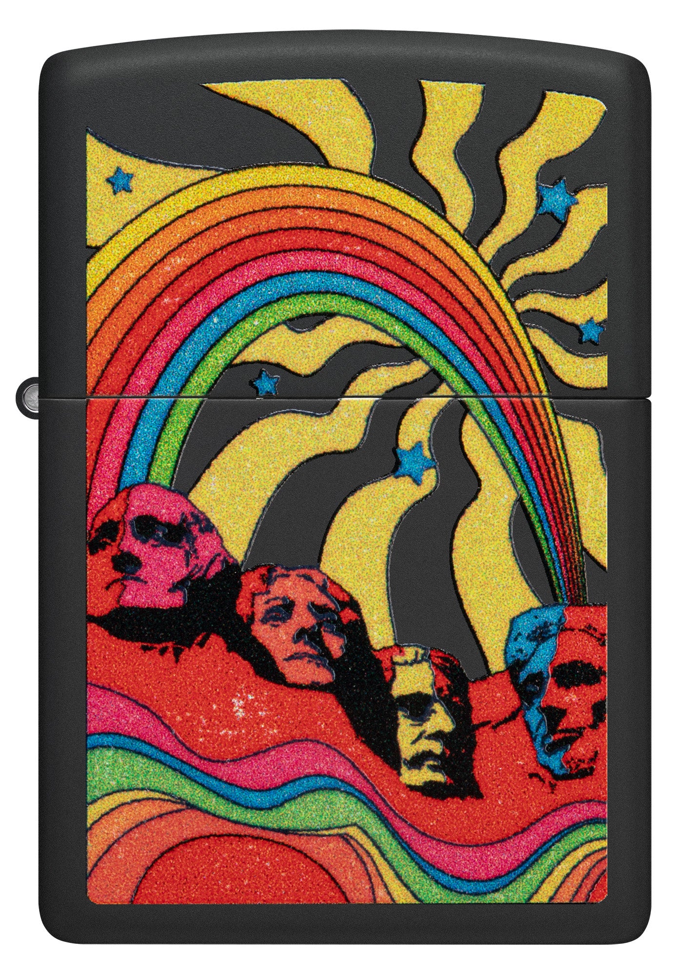 Zippo Hippie Mt Rushmore Design Black Matte Windproof