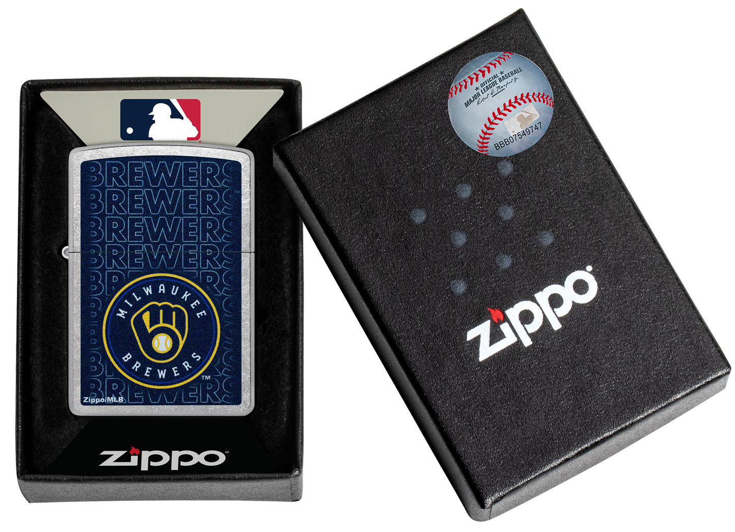 Zippo MLB® Milwaukee Brewers Street Chrome Windproof Lighter in its packaging.