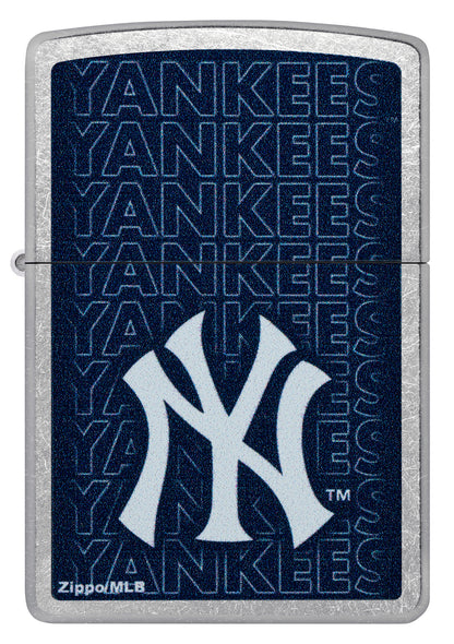 Front view of Zippo MLB® New York Yankees Street Chrome Windproof Lighter.