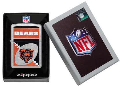 Zippo NFL Chicago Bears Street Chrome Windproof Lighter in its packaging.