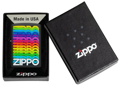 Zippo Techno Design Black Matte Windproof Lighter in its packaging.