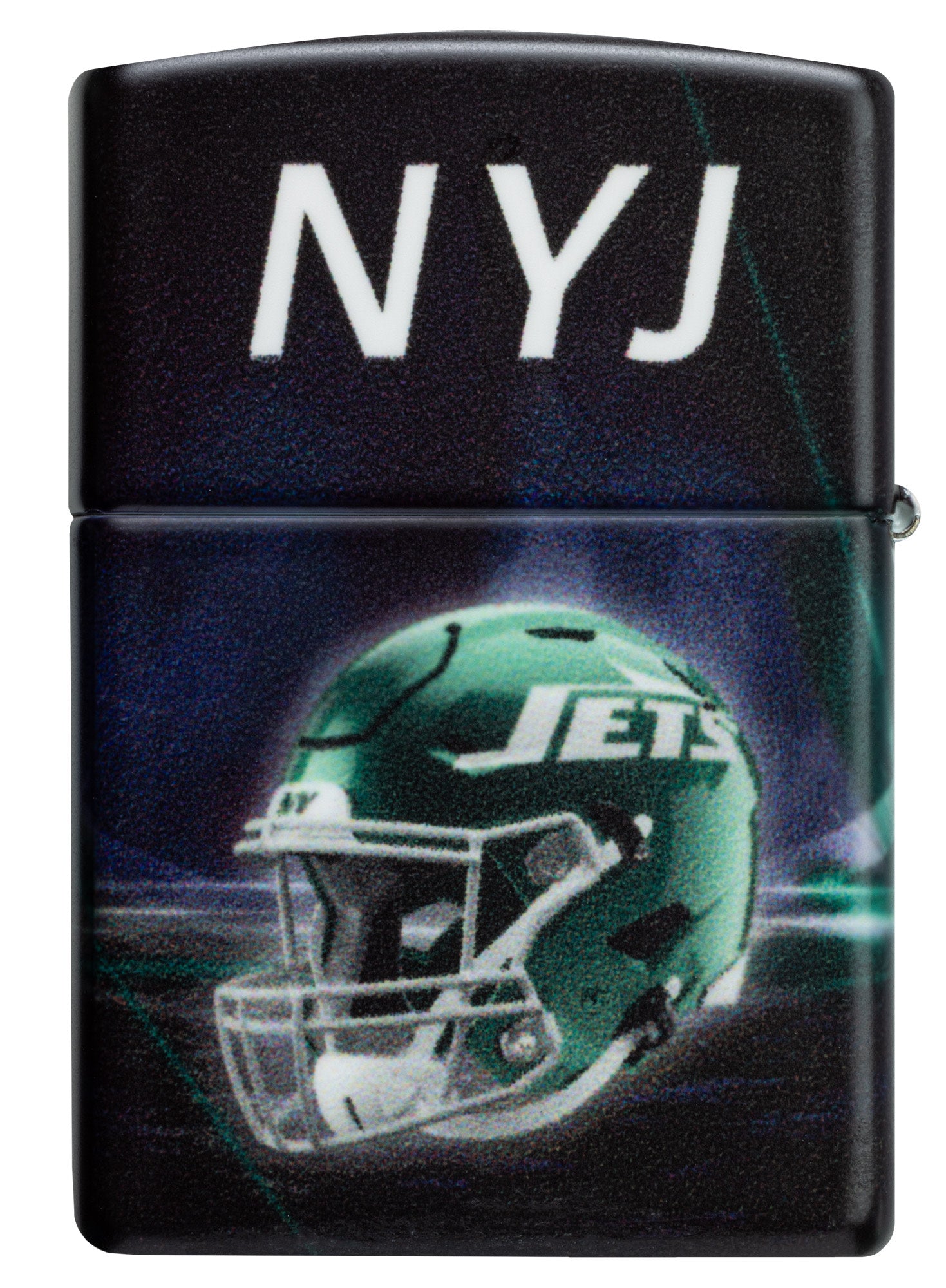 Back view of Zippo NFL New York Jets 540 Matte Windproof Lighter.