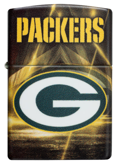 Front view of Zippo NFL Green Bay Packers 540 Matte Windproof Lighter.