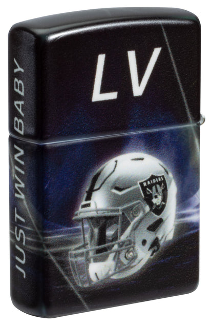 Back shot of Zippo NFL Las Vegas Raiders 540 Matte Windproof Lighter standing at a 3/4 angle.