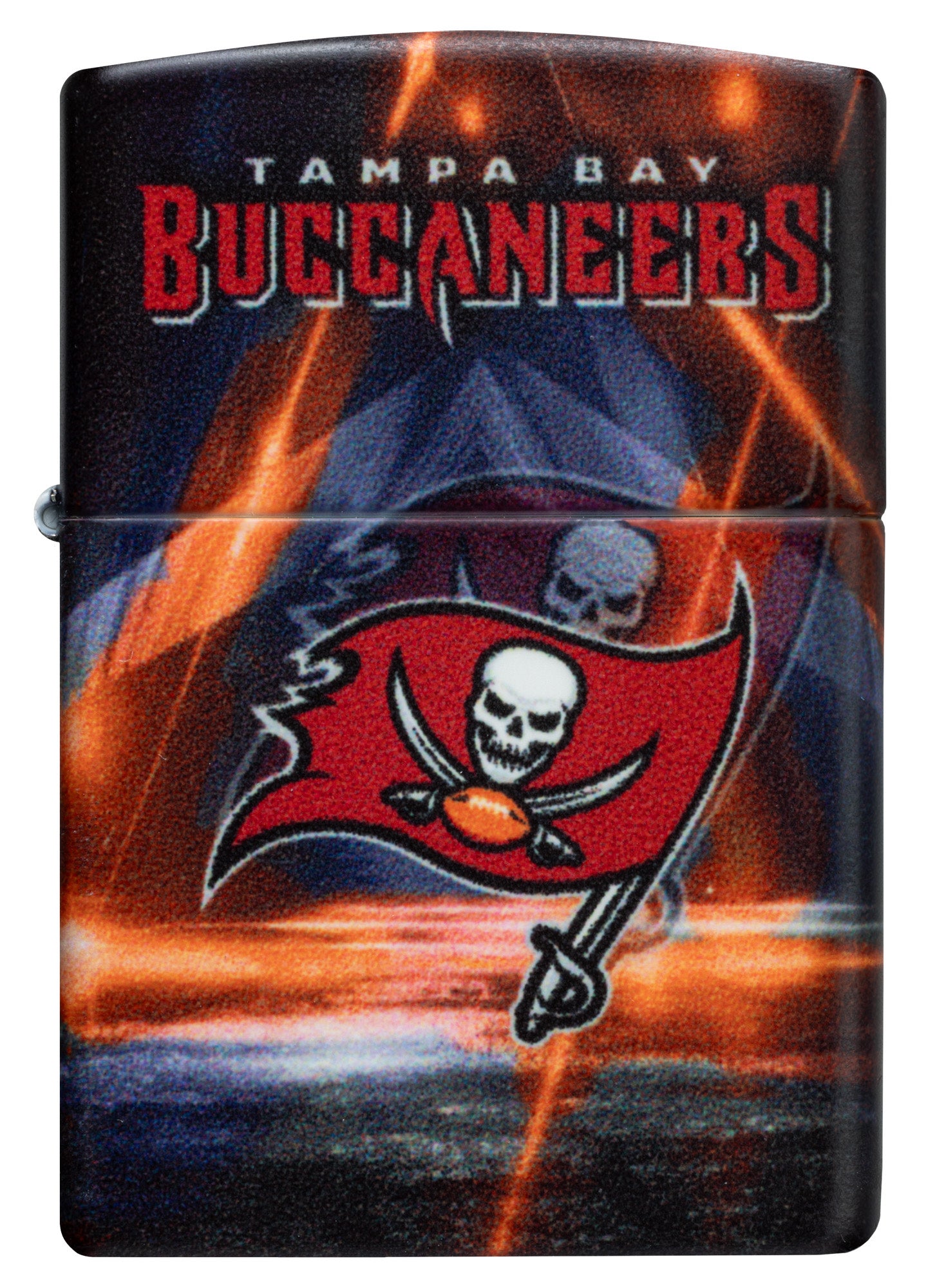 Front view of Zippo NFL Tampa Bay Buccaneers 540 Matte Windproof Lighter.