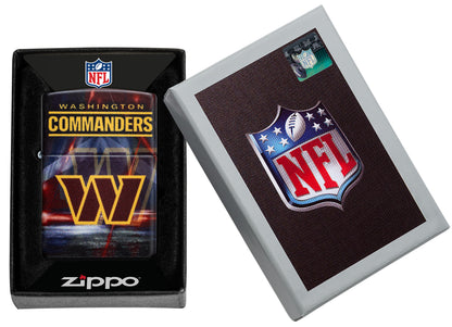 Zippo NFL Washington Commanders 540 Matte Windproof Lighter in its packaging.