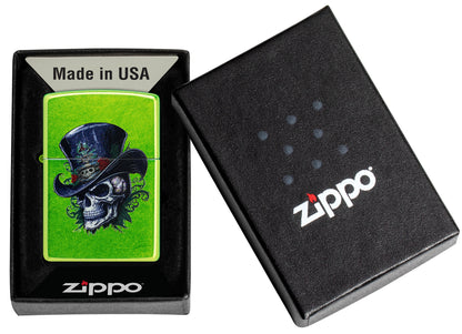 Zippo Steampunk Skeleton Design Lurid Windproof Lighter in its packaging.