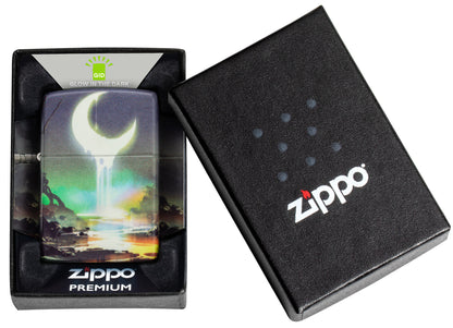 Zippo Moon Dream Design 540 Color Glow in the Dark Windproof Lighter in its packaging.