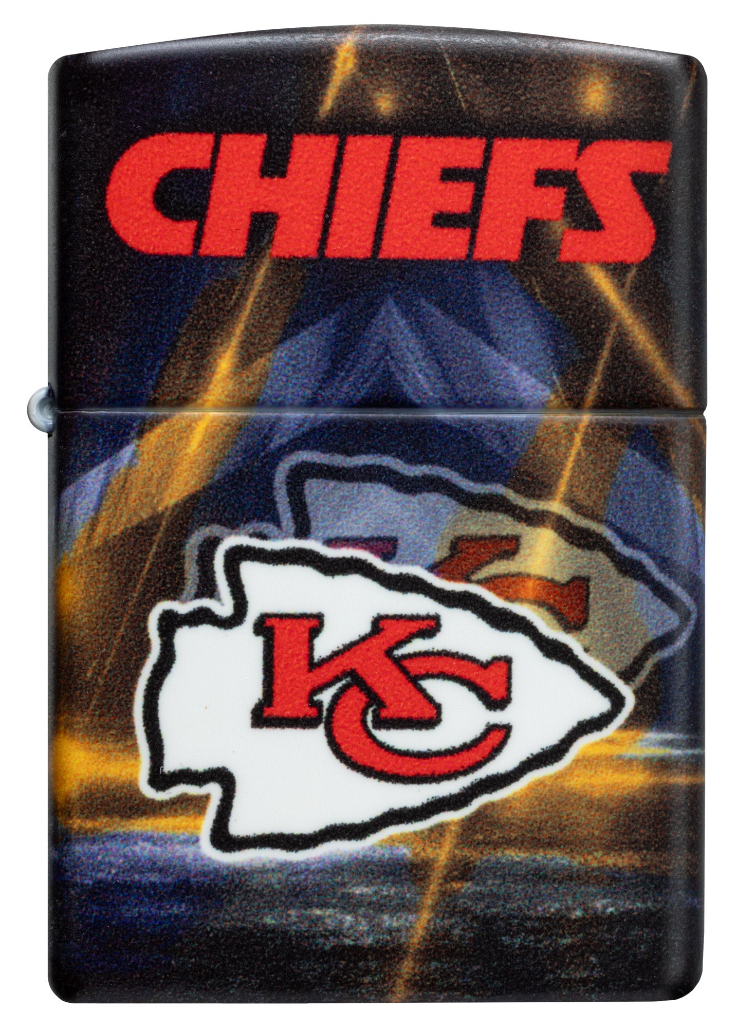 Front view of Zippo NFL Kansas City Chiefs 540 Matte Windproof Lighter.