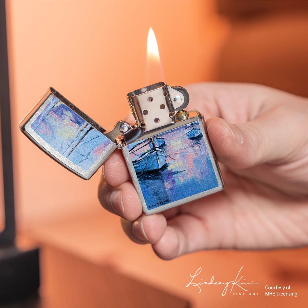 Zippo Lindsay Kivi Sailboats Design Street Chrome Windproof