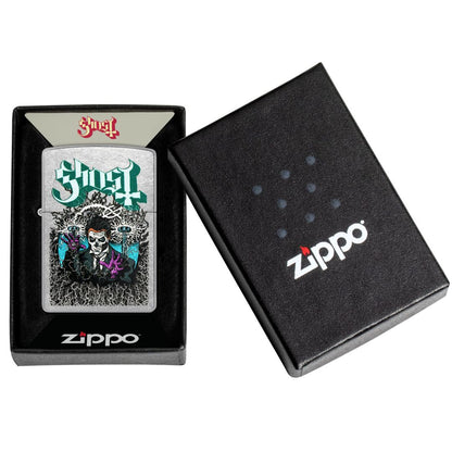 Zippo Ghost Papa III Design Classic Street Chrome Windproof Lighter in its packaging.