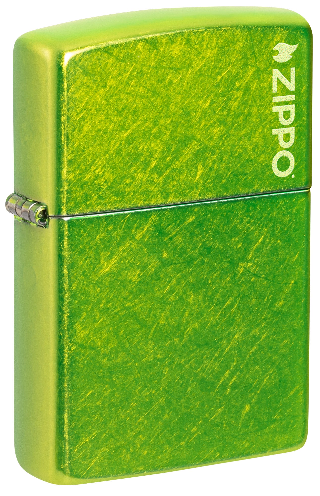 Front shot of Zippo Classic Lurid Zippo Logo Windproof Lighter standing at a 3/4 angle.