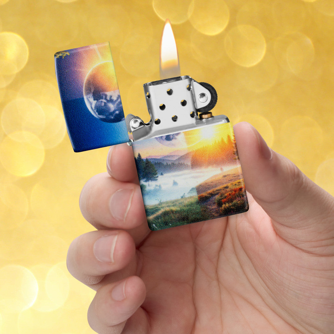 SMS Exclusive: Under Two Skies Design in hand, open and lit. 
