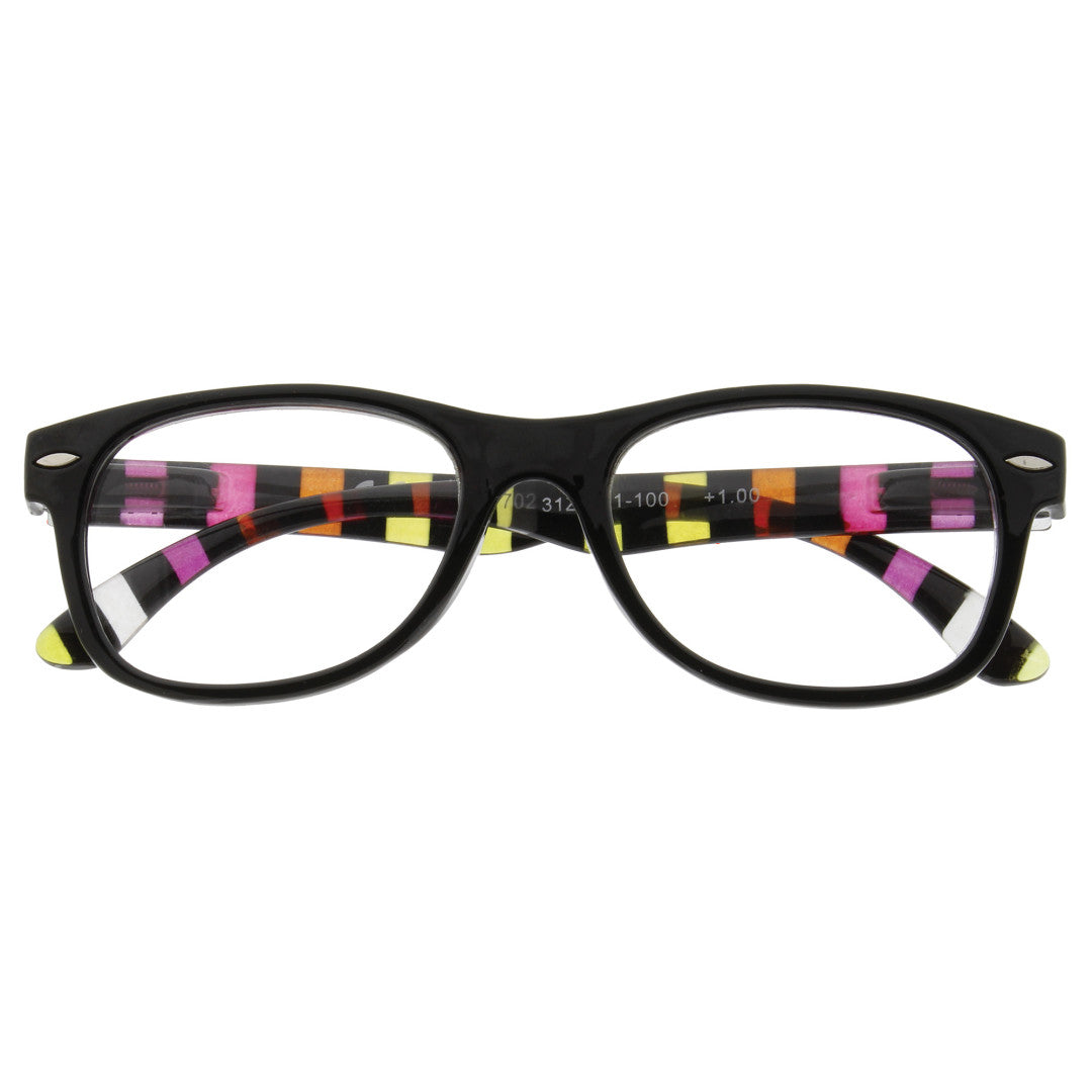 Wide Frame Striped Reading Glasses