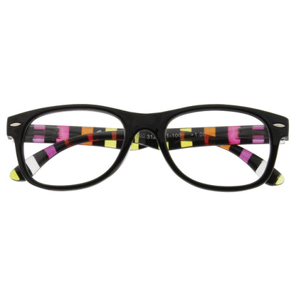 Wide Frame Striped Reading Glasses
