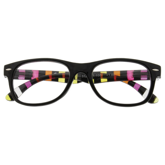 Wide Frame Striped Reading Glasses