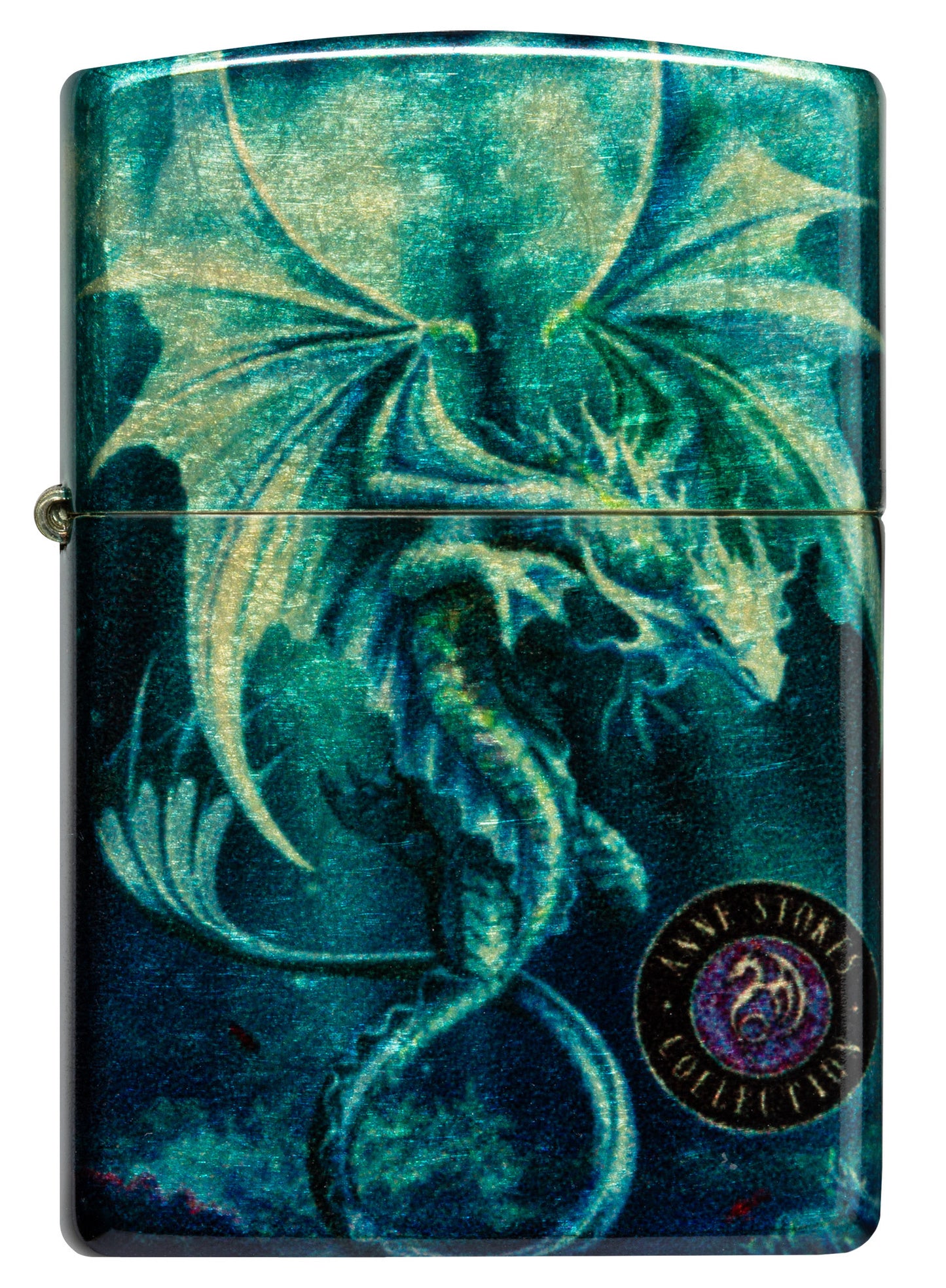 Front view of Zippo Anne Stokes Collection 540 Tumbled Brass Windproof Lighter.