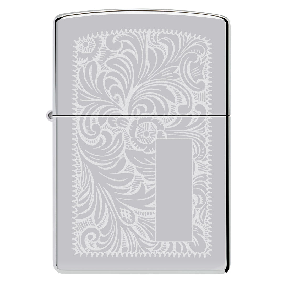 Front view of Zippo High Polish Chrome Venetian® Windproof Lighter.