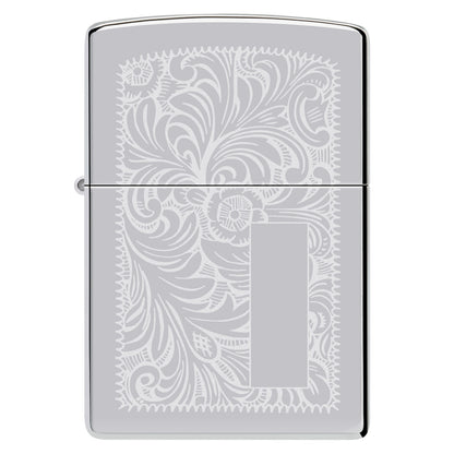 Front view of Zippo High Polish Chrome Venetian® Windproof Lighter.