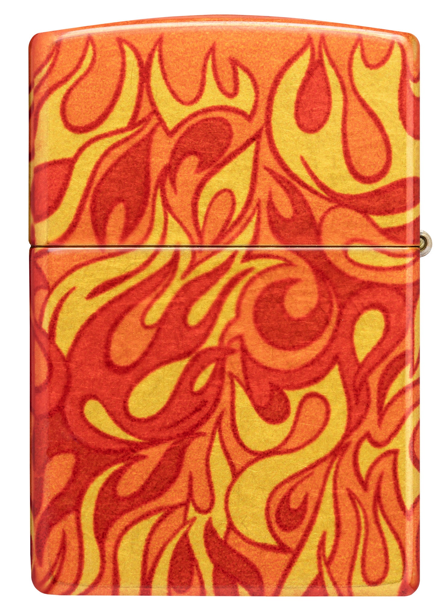 Back view of Zippo Fire Design 540 Tumbled Brass Windproof Lighter.