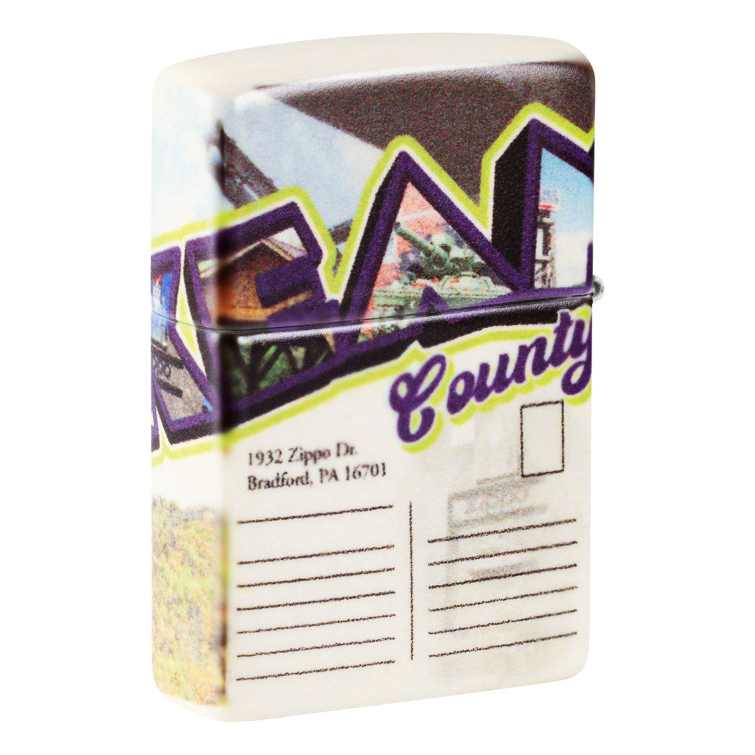 Back View of the SMS Exclusive: McKean County Postcard Design at 3/4 angle