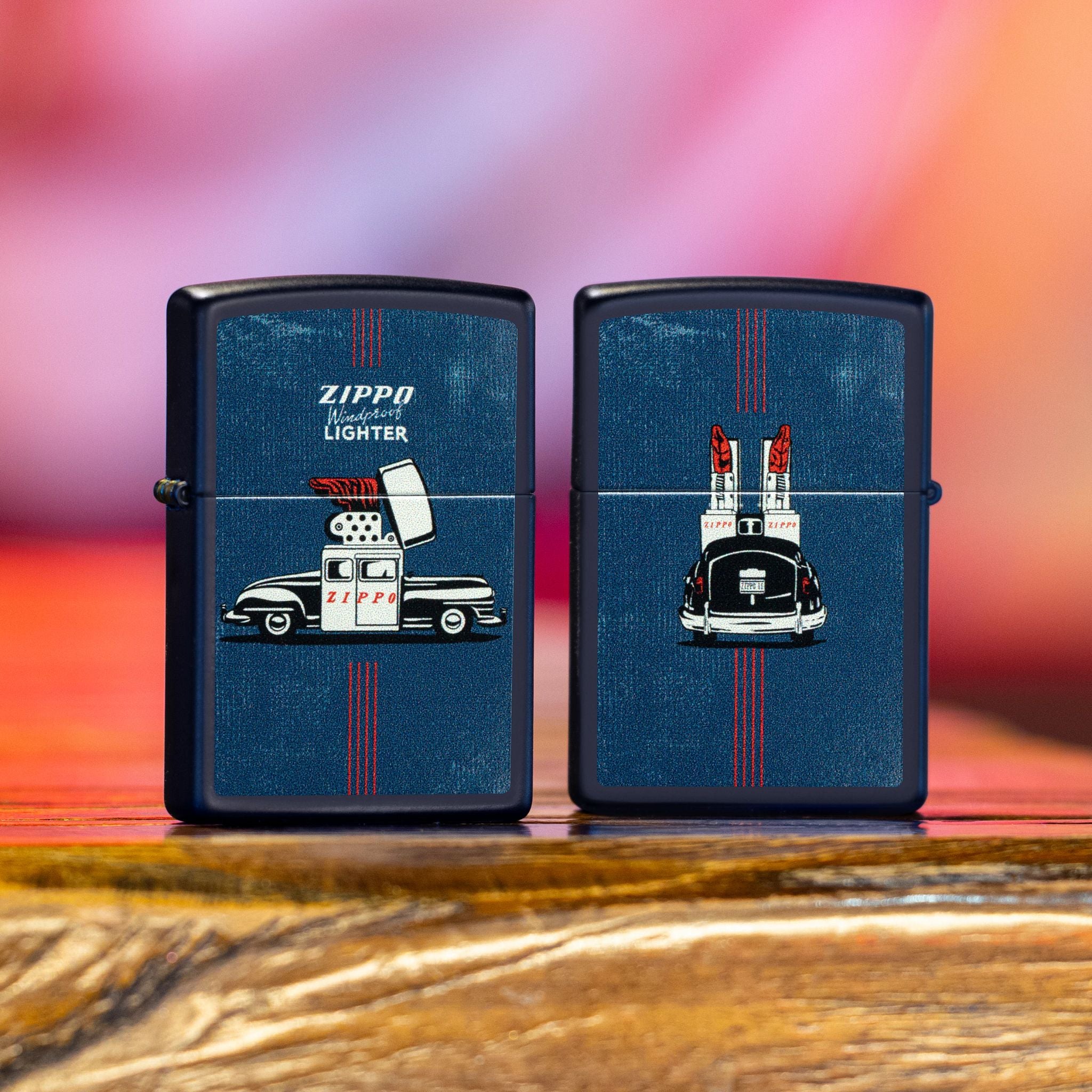Zippo Vintage Zippo Car Design Navy Matte Windproof Lighter