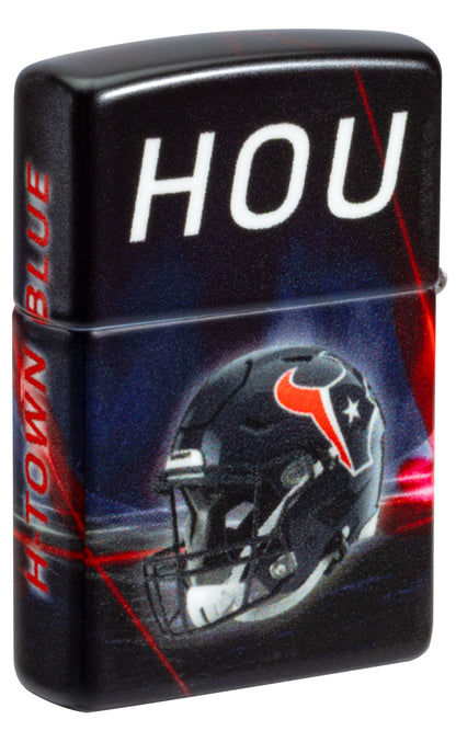 Back shot of Zippo NFL Houston Texans 540 Matte Windproof Lighter standing at a 3/4 angle.